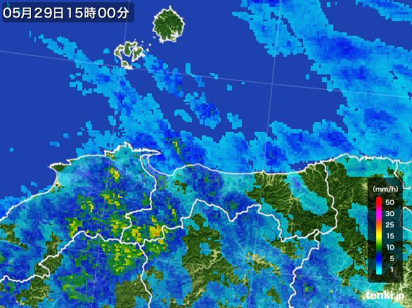 鳥取県の雨雲レーダー(2016年05月29日)