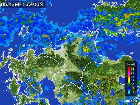 福岡県の雨雲レーダー(2016年05月29日)