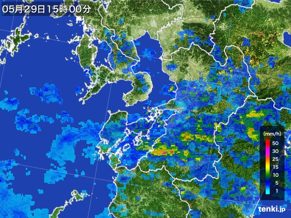 熊本県の雨雲レーダー(2016年05月29日)