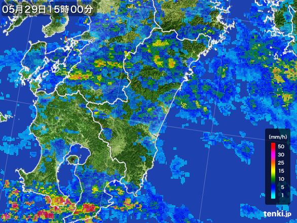 宮崎県の雨雲レーダー(2016年05月29日)