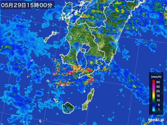 鹿児島県の雨雲レーダー(2016年05月29日)