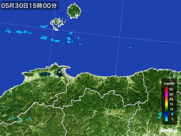 鳥取県の雨雲レーダー(2016年05月30日)