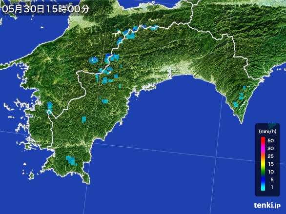 高知県の雨雲レーダー(2016年05月30日)