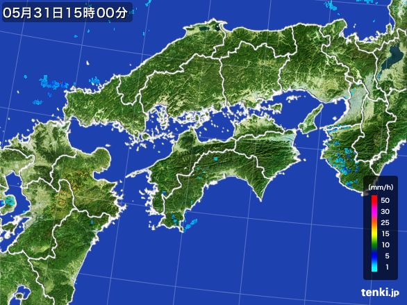四国地方の雨雲レーダー(2016年05月31日)