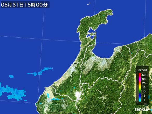 石川県の雨雲レーダー(2016年05月31日)