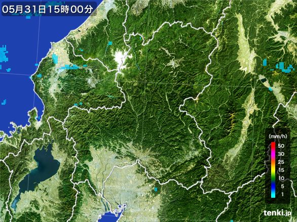 岐阜県の雨雲レーダー(2016年05月31日)