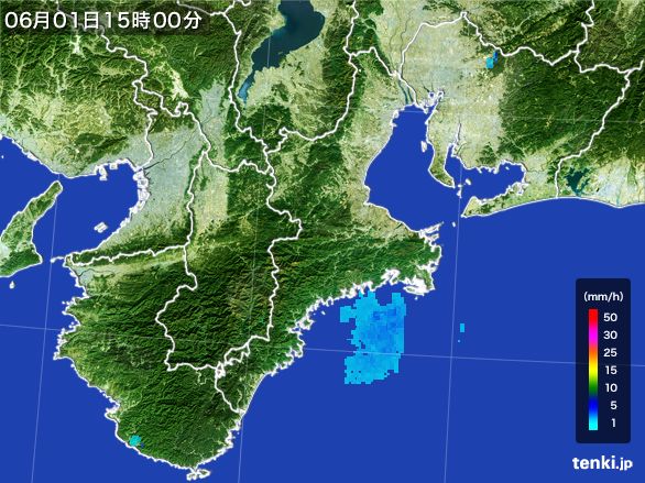 三重県の雨雲レーダー(2016年06月01日)