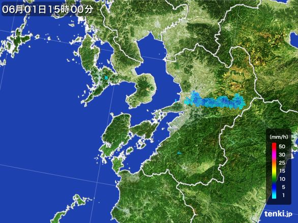 熊本県の雨雲レーダー(2016年06月01日)