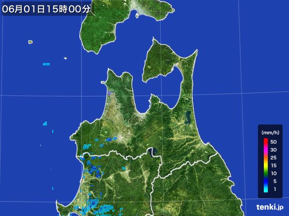 青森県の雨雲レーダー(2016年06月01日)