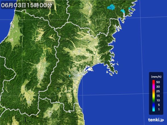 宮城県の雨雲レーダー(2016年06月03日)
