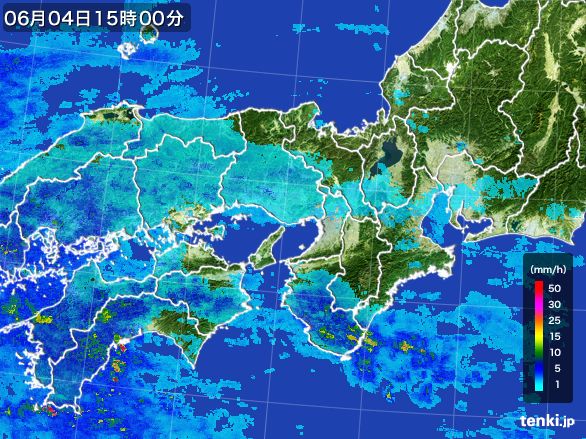 近畿地方の雨雲レーダー(2016年06月04日)