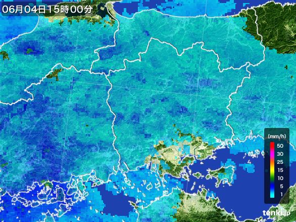 岡山県の雨雲レーダー(2016年06月04日)