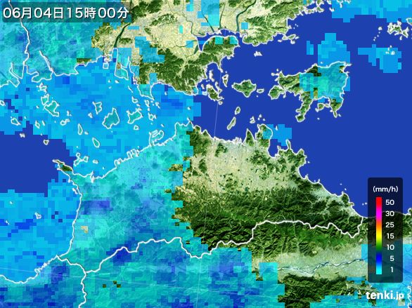 香川県の雨雲レーダー(2016年06月04日)