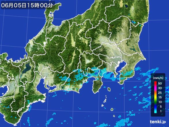 関東・甲信地方の雨雲レーダー(2016年06月05日)