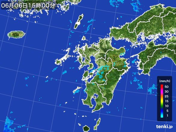 九州地方の雨雲レーダー(2016年06月06日)