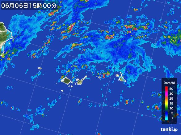 宮古・石垣・与那国(沖縄県)の雨雲レーダー(2016年06月06日)