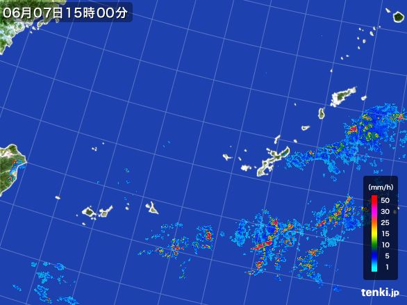 沖縄地方の雨雲レーダー(2016年06月07日)