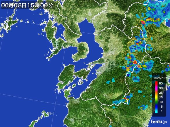 熊本県の雨雲レーダー(2016年06月08日)