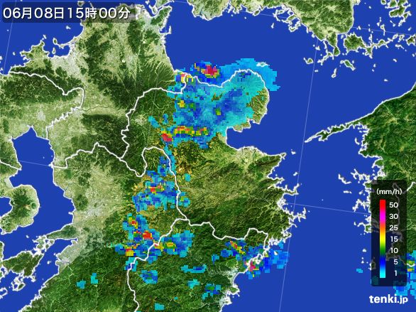 大分県の雨雲レーダー(2016年06月08日)