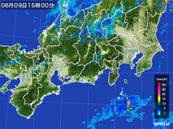 東海地方の雨雲レーダー(2016年06月09日)