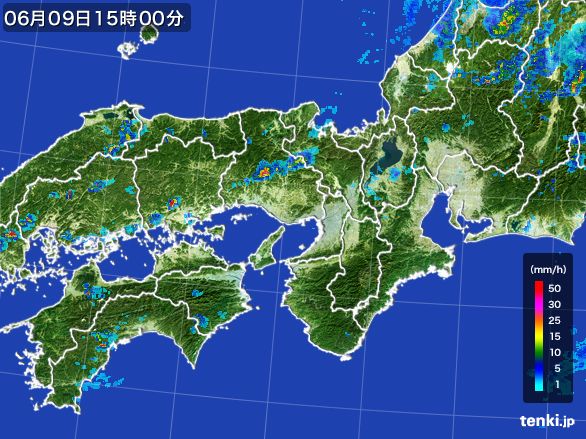 近畿地方の雨雲レーダー(2016年06月09日)