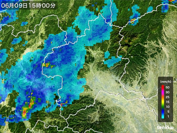 群馬県の雨雲レーダー(2016年06月09日)