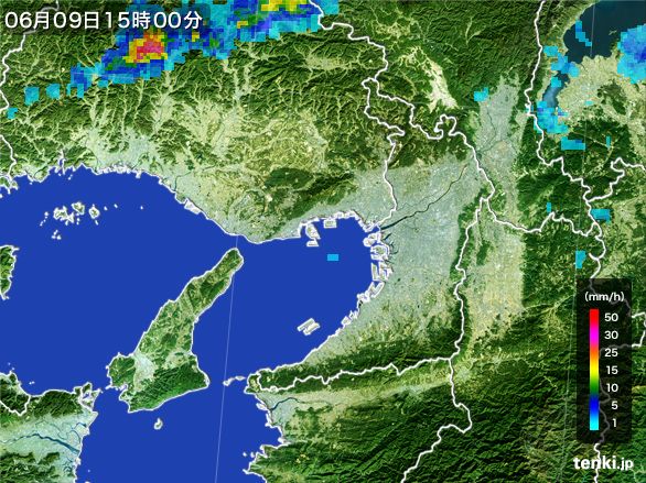 大阪府の雨雲レーダー(2016年06月09日)