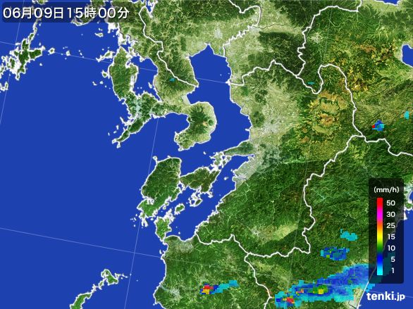 熊本県の雨雲レーダー(2016年06月09日)