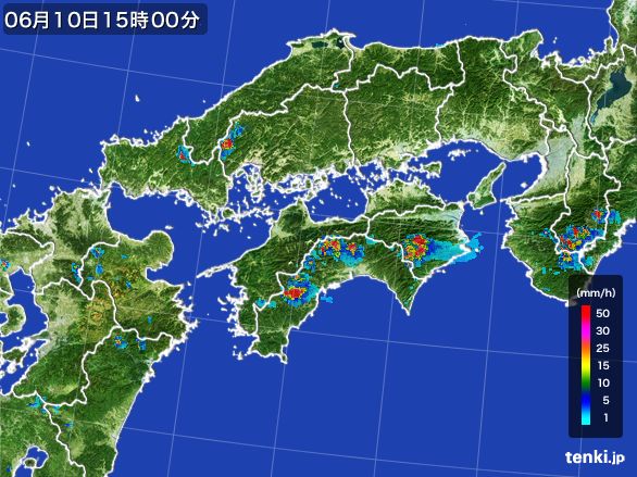 四国地方の雨雲レーダー(2016年06月10日)