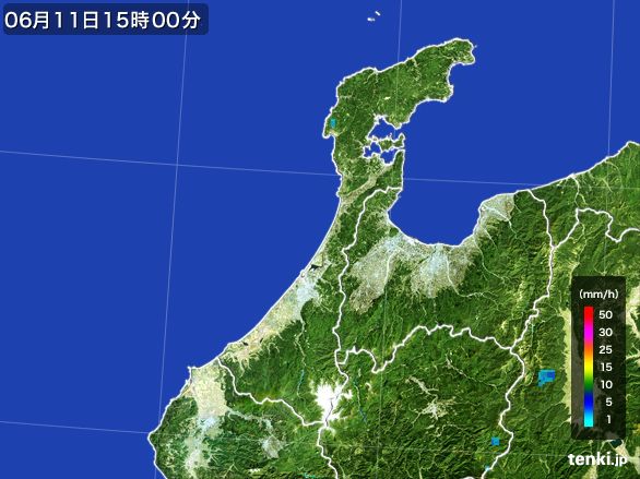 石川県の雨雲レーダー(2016年06月11日)