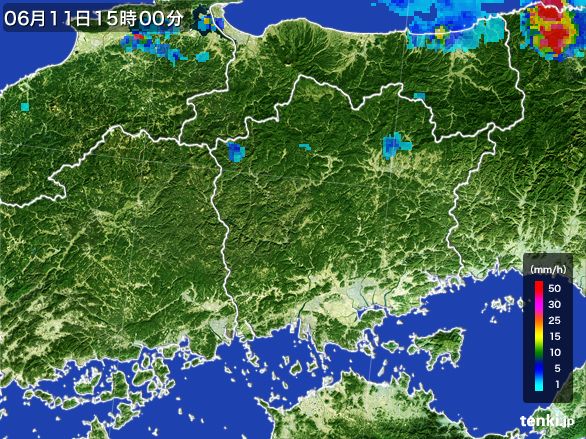 岡山県の雨雲レーダー(2016年06月11日)