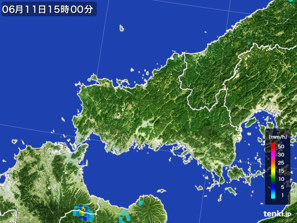 山口県の雨雲レーダー(2016年06月11日)