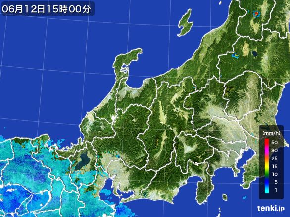 北陸地方の雨雲レーダー(2016年06月12日)