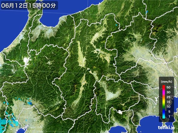 長野県の雨雲レーダー(2016年06月12日)