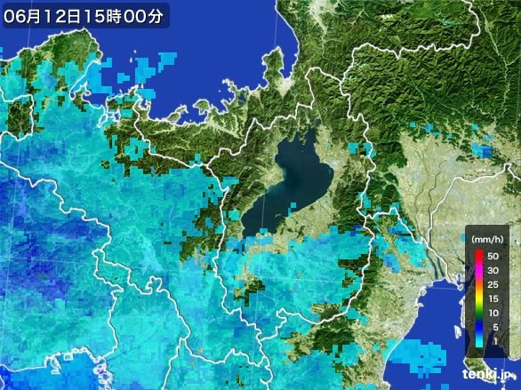 滋賀県の雨雲レーダー(2016年06月12日)