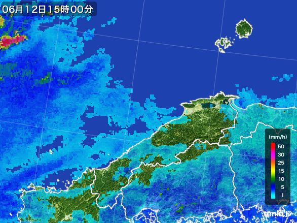 島根県の雨雲レーダー(2016年06月12日)