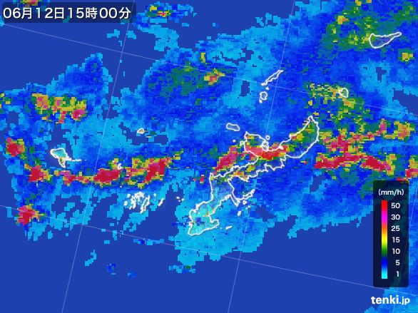 沖縄県の雨雲レーダー(2016年06月12日)