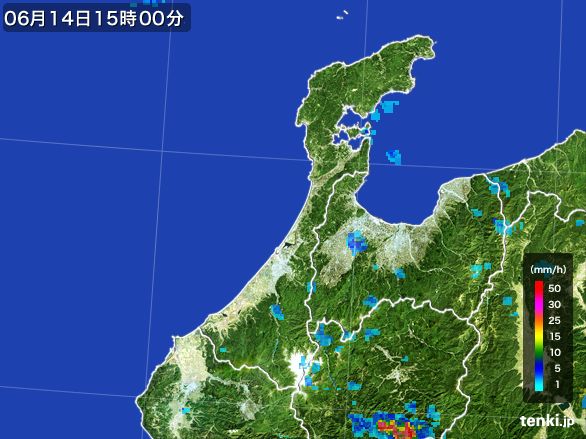 石川県の雨雲レーダー(2016年06月14日)