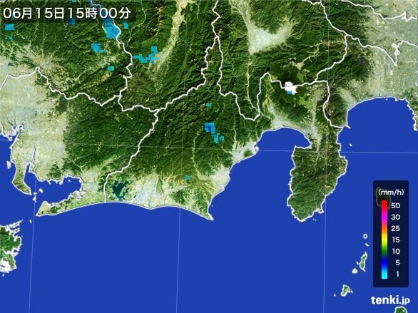 静岡県の雨雲レーダー(2016年06月15日)