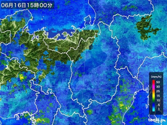 滋賀県の雨雲レーダー(2016年06月16日)