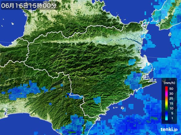 徳島県の雨雲レーダー(2016年06月16日)