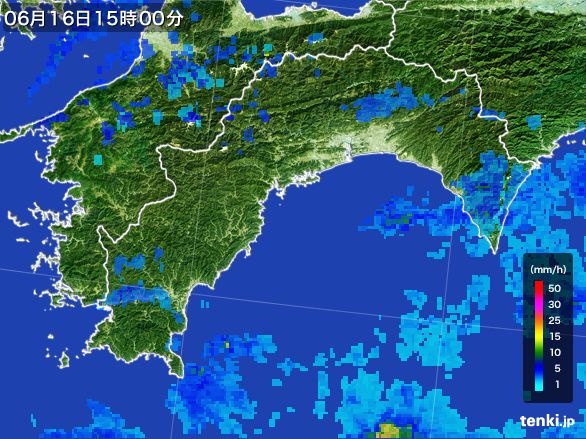 高知県の雨雲レーダー(2016年06月16日)