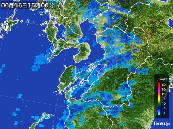 熊本県の雨雲レーダー(2016年06月16日)