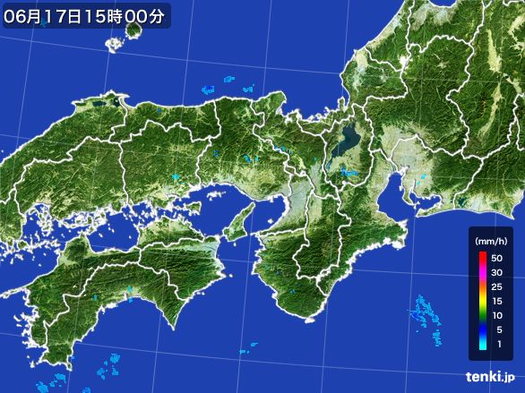近畿地方の雨雲レーダー(2016年06月17日)
