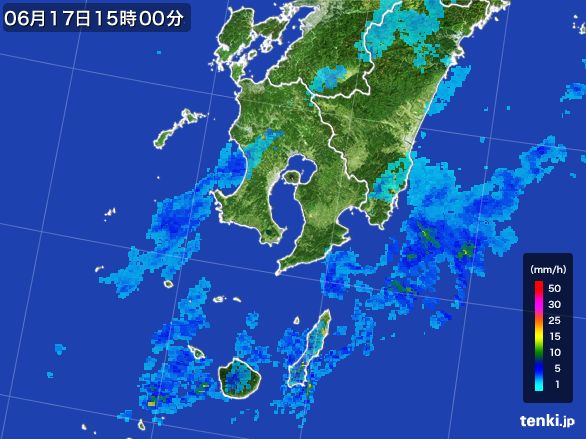 鹿児島県の雨雲レーダー(2016年06月17日)