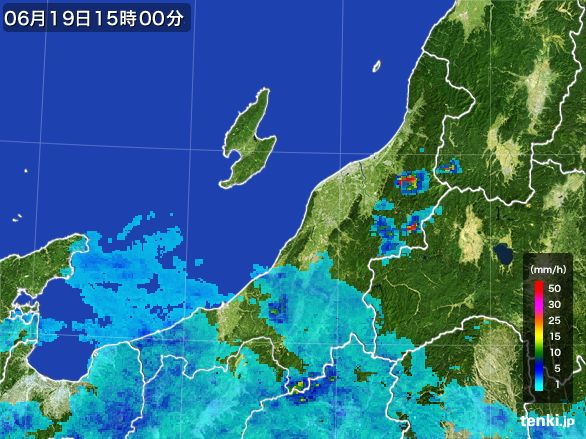 新潟県の雨雲レーダー(2016年06月19日)