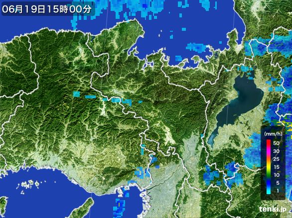 京都府の雨雲レーダー(2016年06月19日)