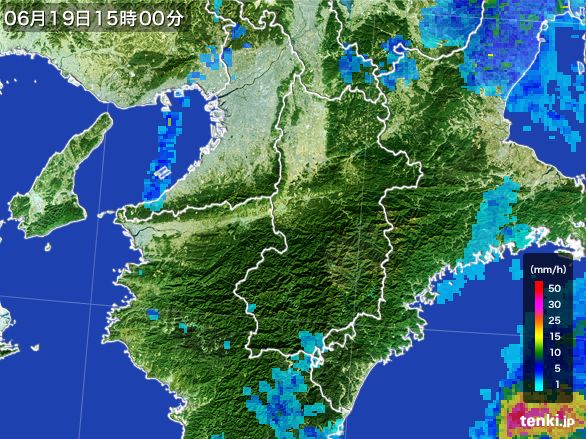 奈良県の雨雲レーダー(2016年06月19日)