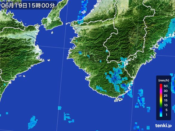 和歌山県の雨雲レーダー(2016年06月19日)