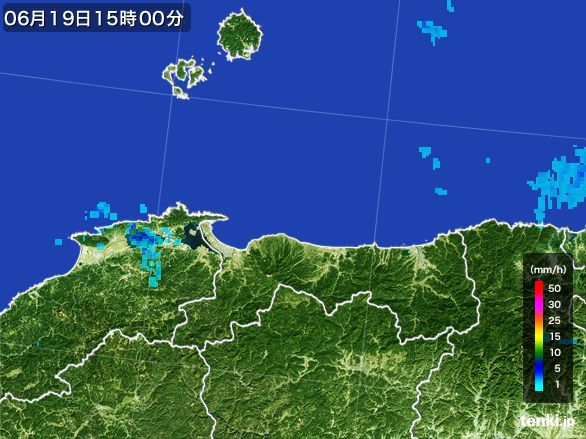 鳥取県の雨雲レーダー(2016年06月19日)